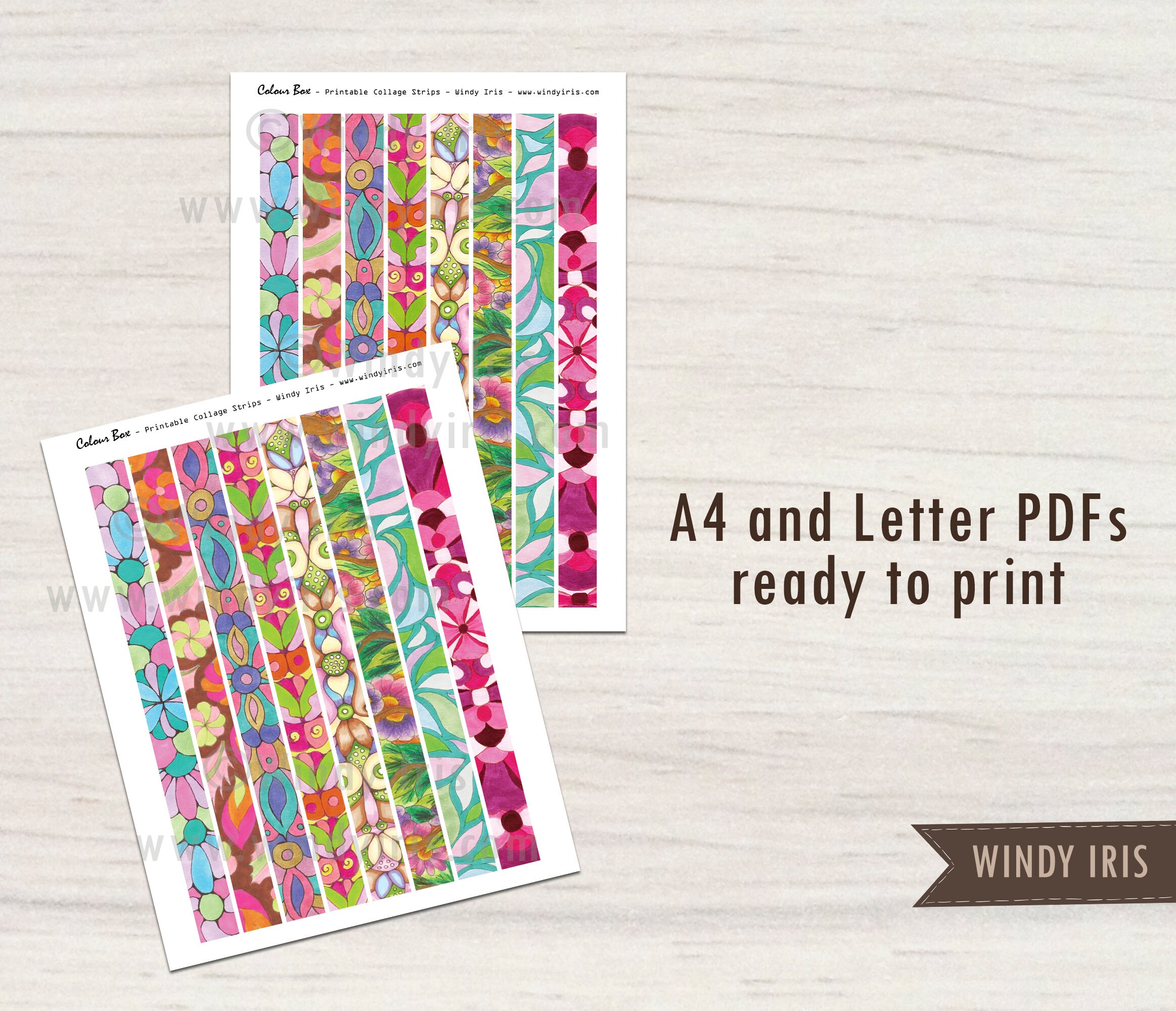 Printable Washi Strips PDF Printable Collage Strips of 18 - Etsy