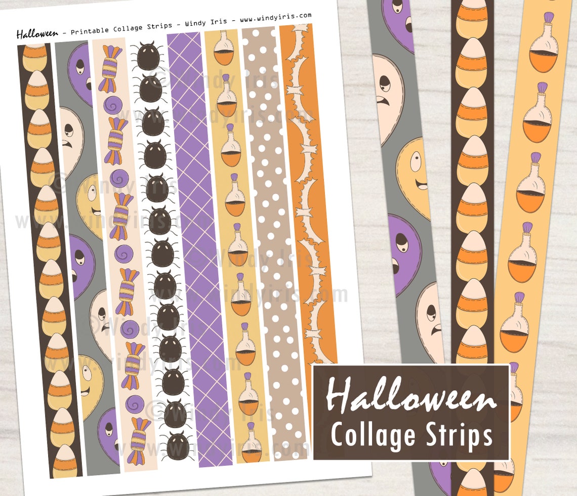 Halloween Printable Washi Strips and Borders Sheet PDF of 8 - Etsy