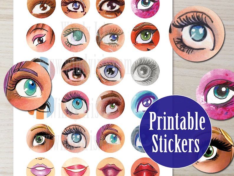 Eyes Printable Sticker Sheet PDF of 24 x 1.5 Inch Circle Hand Drawn Eye Stickers, Electronic Down load Mini Collage Products via Windy Iris graphic regarding Eyes Printable called Eyes Printable Sticker Sheet PDF of 24 x 1.5 Inch Circle Hand Drawn Eye Stickers, Electronic Obtain Mini Collage Components via Windy Iris