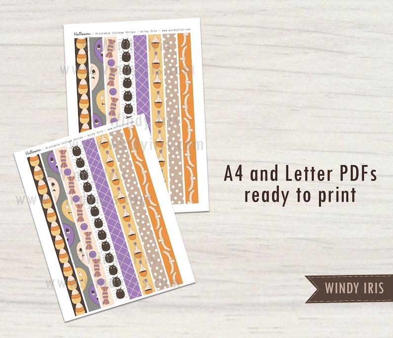 Halloween Printable Washi Strips and Borders Sheet PDF of 8 - Etsy