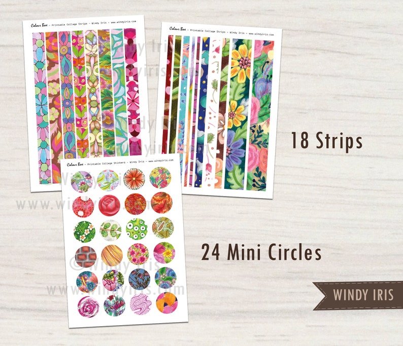 Printable Washi Strips PDF Printable Collage Strips of 18 - Etsy