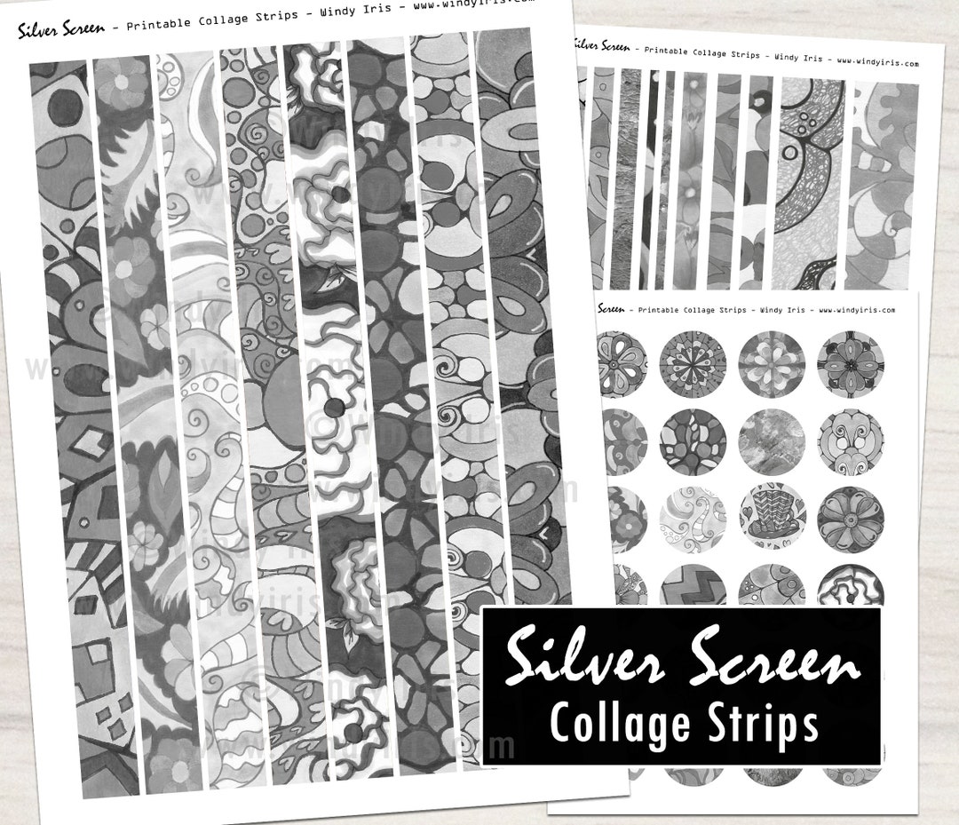 Printable Washi Strips Sheet PDF of 18 Grey Tone Mixed Media Texture ...
