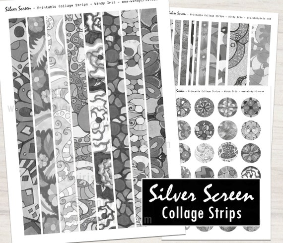 Printable Washi Strips Sheet PDF of 18 Grey Tone Mixed Media | Etsy