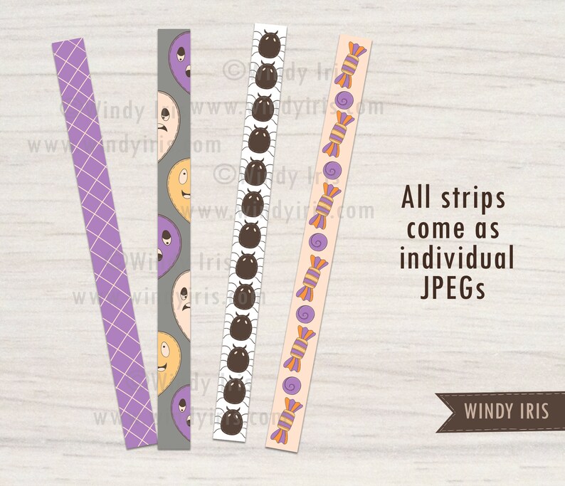 Halloween Printable Washi Strips and Borders Sheet PDF of 8 - Etsy