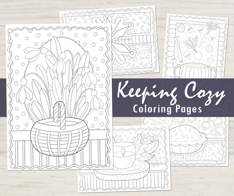 Keeping Cozy Winter Coloring Pages PDF, Mini Coloring Book, Winter