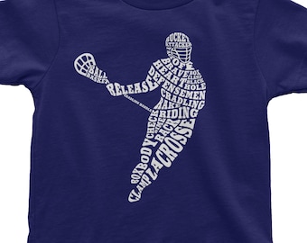 Boy's Lacrosse Player Typography - Kids' Toddler Long and Short Sleeve T-shirt