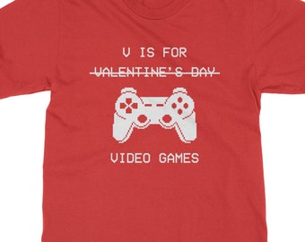 V Is For Video Games - Valentine&#39;s Day Kids&#39; Youth Long and Short Sleeve T-shirt