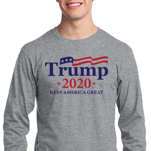Trump 2020 Keep America Great (met vlag) - T-shirt met lange mouwen heren