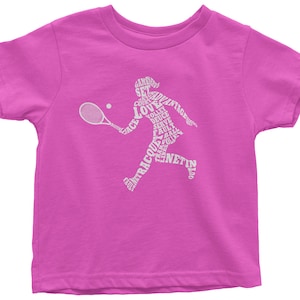 Girls' Tennis Player Typography - Kids' Toddler Long and Short Sleeve T-shirt