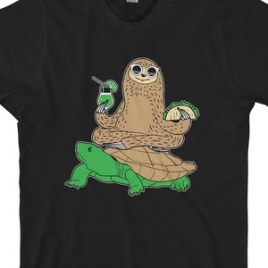 Sloth Riding Turtle Men's Long Sleeve T-Shirt - Short Sleeve T-Shirt - Tank Top