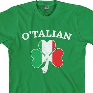 O'Talian Italian Irish Shamrock Men's Short Sleeve or Long Sleeve T-Shirt Italy Flag Colors