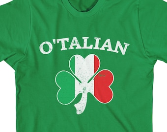 O/'Talian Italian Irish Shamrock Youth Long Sleeve T-Shirt Italy Flag