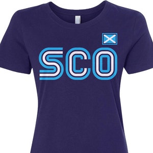 Schottland Athletic Retro Serie Damen Langarm T-shirt - Raw-Edge Raglan - Kurzarm T-shirt - V-Ausschnitt ausgestattet T-shirt