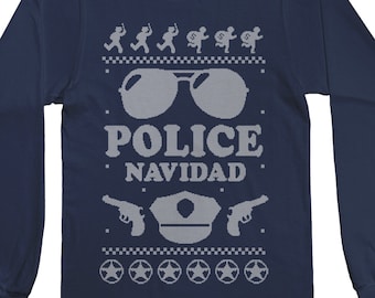 Police Navidad Ugly Christmas Sweater Men's Short Sleeve or Long Sleeve T-Shirt