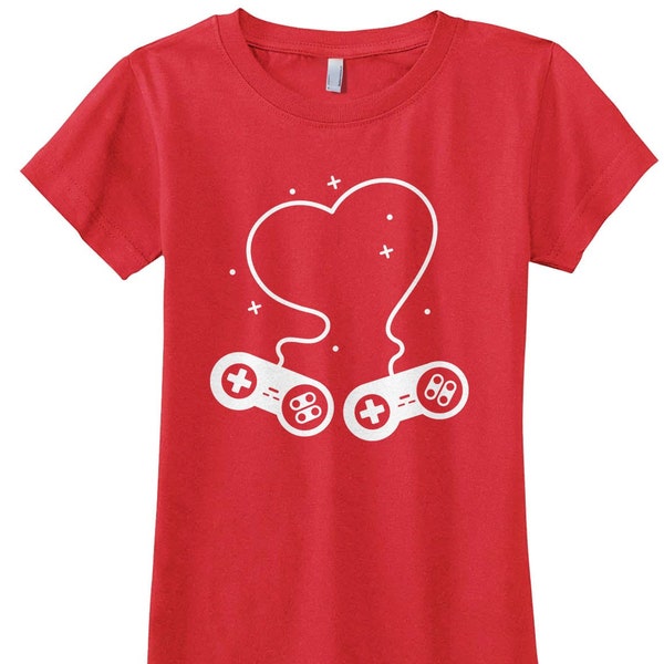 Heart Formed by Video Game Controllers Girls' Fitted Youth T-shirt