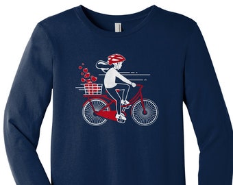 Valentine's Day Girl Bike - Kids' Youth Long Sleeve T-shirt