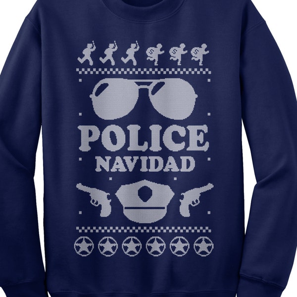 Police Navidad Ugly Christmas Sweater Unisex Adult Crew Neck Sweatshirt
