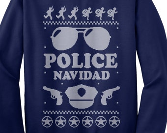Police Navidad Ugly Christmas Sweater Unisex Adult Crew Neck Sweatshirt
