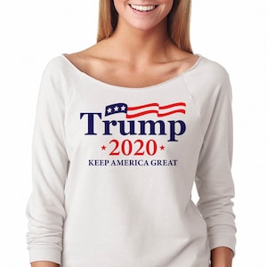 Trump 2020 Keep America Great (met vlag) - Women&#39;s Raw-Edge Raglan