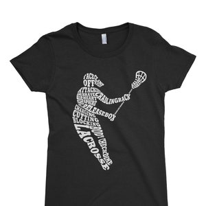 Tipografia de jogador de lacrosse para meninas – Camiseta infantil infantil e feminina