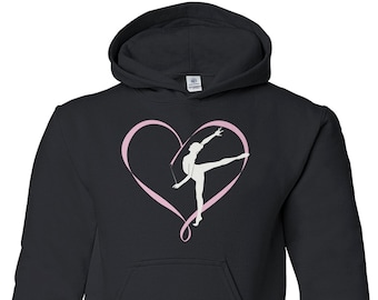 Gymnastics Gymnast Heart Ribbon Love - Youth Pullover Hoodie Sweatshirt