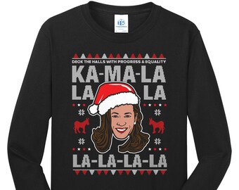 Kamala Harris Deck die Hallen hässliche Weihnachten - Herren Langarm T-Shirt
