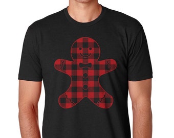 Rot kariertes Lebkuchenmännchen - Herren Standard oder Premium Kurzärmeliges T-Shirt