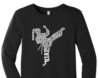 Girls Karate Typography - Kids' Youth Long Sleeve T-shirt