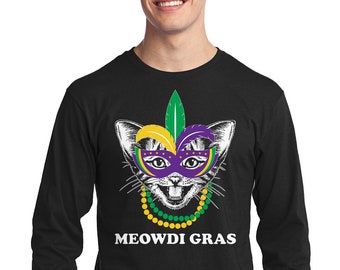 Meowdi Gras Katze Mardi Gras - Herren Langarm T-Shirt
