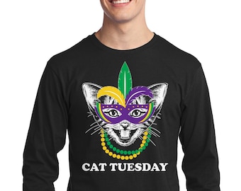Cat Tuesday Mardi Gras - Herren Langarm T-Shirt