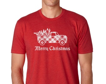 Weiß karierte Lkw mit Tannenbaum - Herren Standard oder Premium Kurzarm T-Shirt