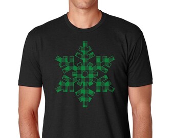 Grün karierte Schneeflocke - Herren Standard oder Premium Kurzärmeliges T-Shirt