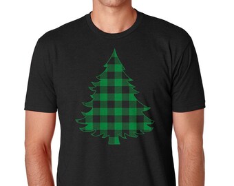 Grün karierte Weihnachtsbaum - Herren Standard oder Premium Kurzarm T-Shirt
