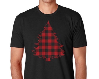 Rot karierte Weihnachtsbaum - Herren Standard oder Premium Kurzärmeliges T-Shirt