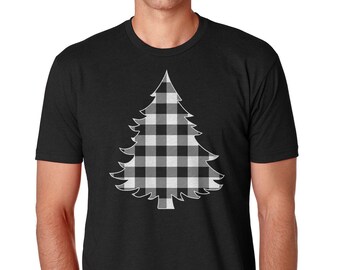 Weiß karierte Weihnachtsbaum - Herren Standard oder Premium Kurzärmeliges T-Shirt