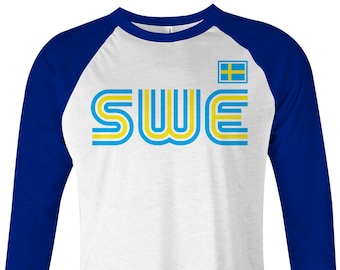Zweden atletisch van de Retro serie volwassen Raglan T-Shirt Unisex