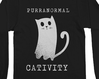 Purranormal Cativity Ghost Cat Men's Long Sleeve T-Shirt - Short Sleeve T-Shirt - Tank Top