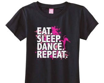 Eat Sleep Gymnastics Repeat Kids Toddler T-Shirt Tee Sport Slogan Compete