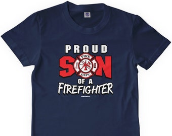 Threadrock Girls Proud Daughter of a Firefighter Youth T-shirt Dad Fireman 
