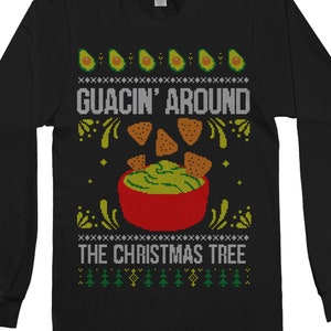 Guacin&#39; Around The Christmas Tree Men&#39;s Long Sleeve T-Shirt - Short Sleeve T-Shirt - Tank Top