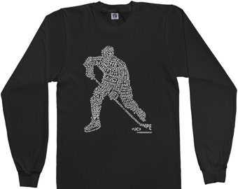 Hockey Player Typography Unisex Kids' Youth Long Sleeve T-shirt