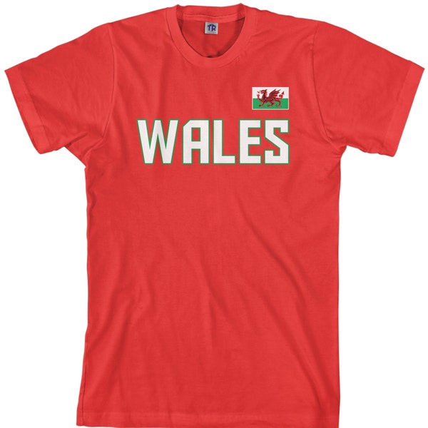 Wales National Team Men's T-shirt Welsh Flag European United Kingdom Football Great Britain English Soccer - TA_00299