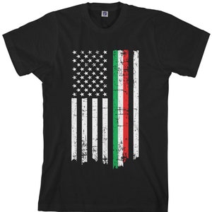 T-shirt da uomo a maniche corte o maniche lunghe con bandiera italiana americana bandiera sottile Italia colori USA Pride - TA_00418