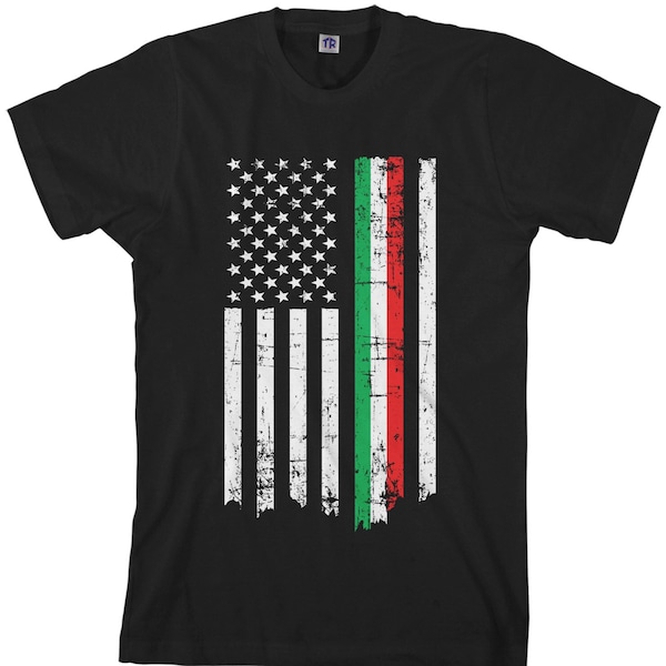 Italian American Thin Line Flag Men's Short Sleeve or Long Sleeve T-Shirt Italy Colors USA Pride - TA_00418