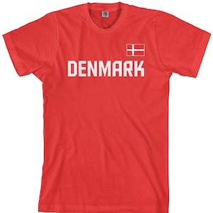 Denmark National Team Men&#39;s T-shirt Danish Soccer Scandinavian Football Nordic Copenhagen Kingdom Flag  - TA_00246