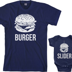 Burger and Slider Men&#39;s T-shirt And Infant Bodysuit Dad And Baby Matching Set