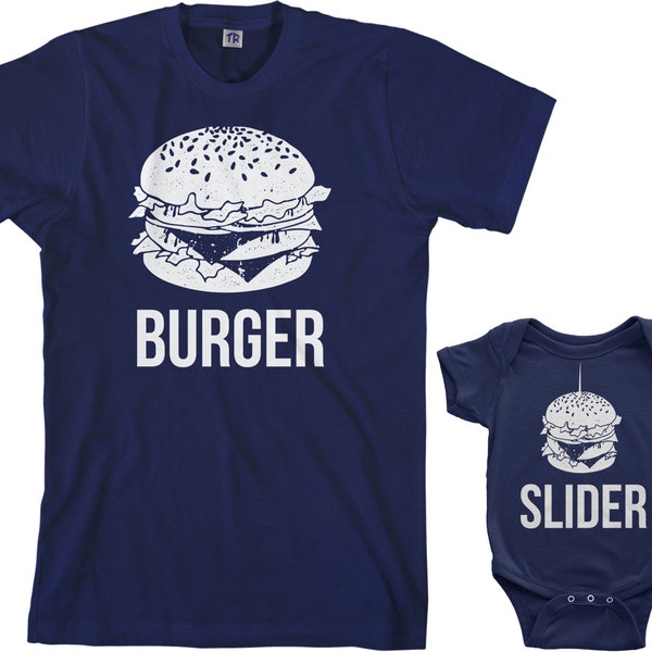 Burger and Slider Men's T-shirt And Infant Bodysuit Dad And Baby Matching Set