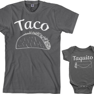 Taco & Taquito Men's T-shirt and Infant Bodysuit Dad and Baby Matching Set image 1