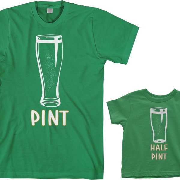 Pint & Half Pint Men's and Toddler Dad and Son or Daughter Matching T-shirt Set