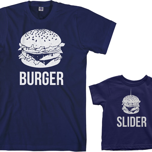 Burger and Slider Men's and Toddler Dad and Son or Daughter Matching T-shirt Set